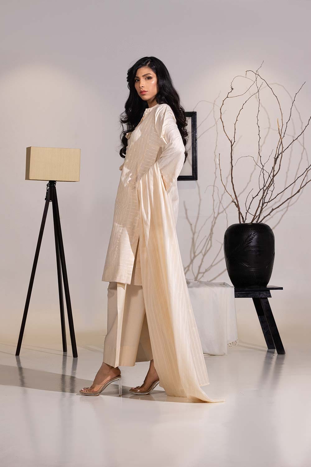 3 Piece Dobby Embroidered Suit