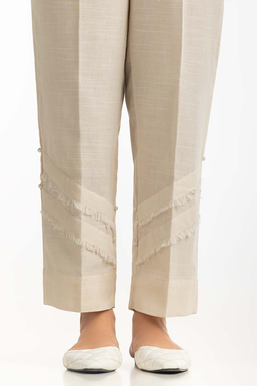 Beige Khaddar Embellished Trouser IPT-44007