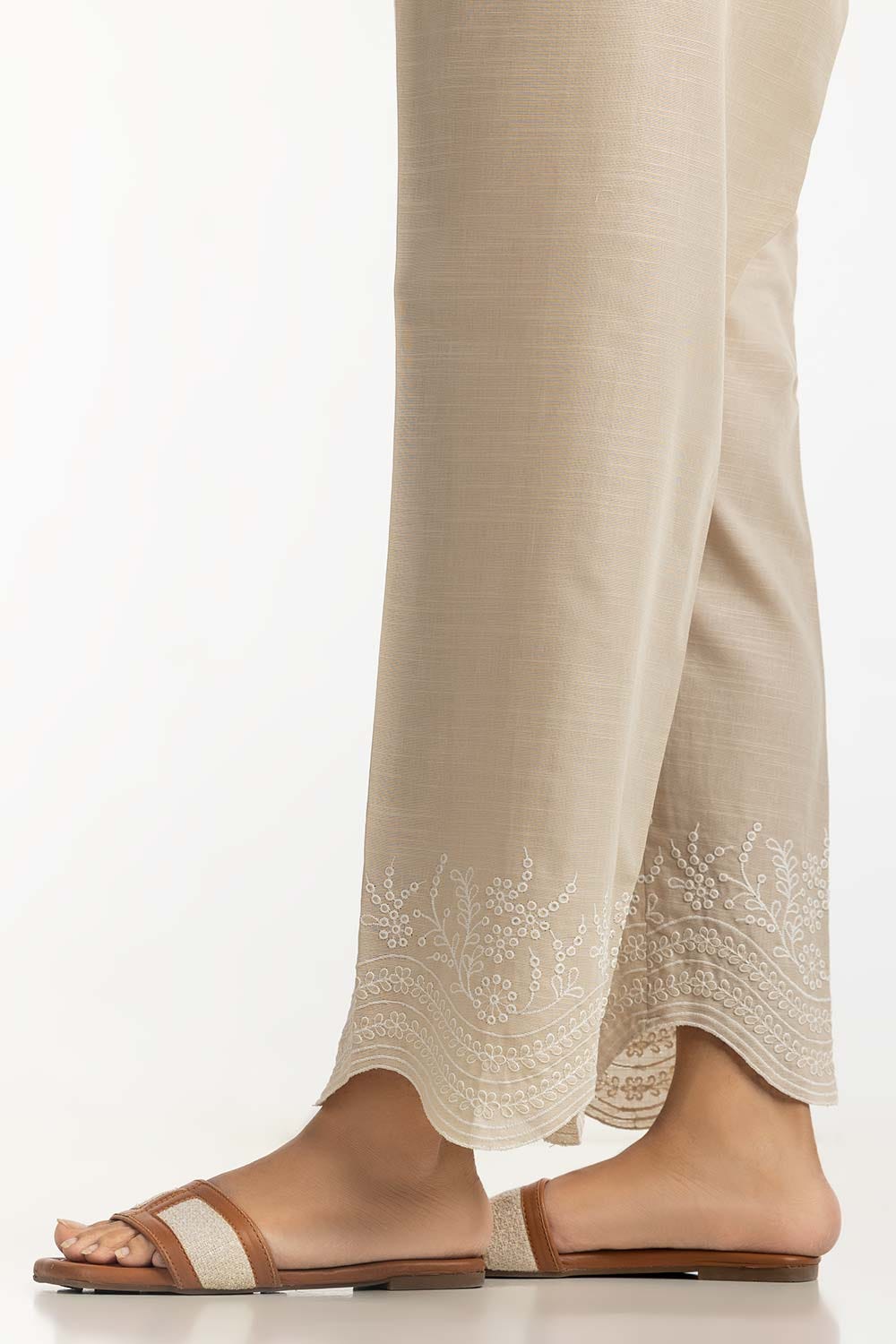 Beige Khaddar Embroidered Trouser IPT-44024