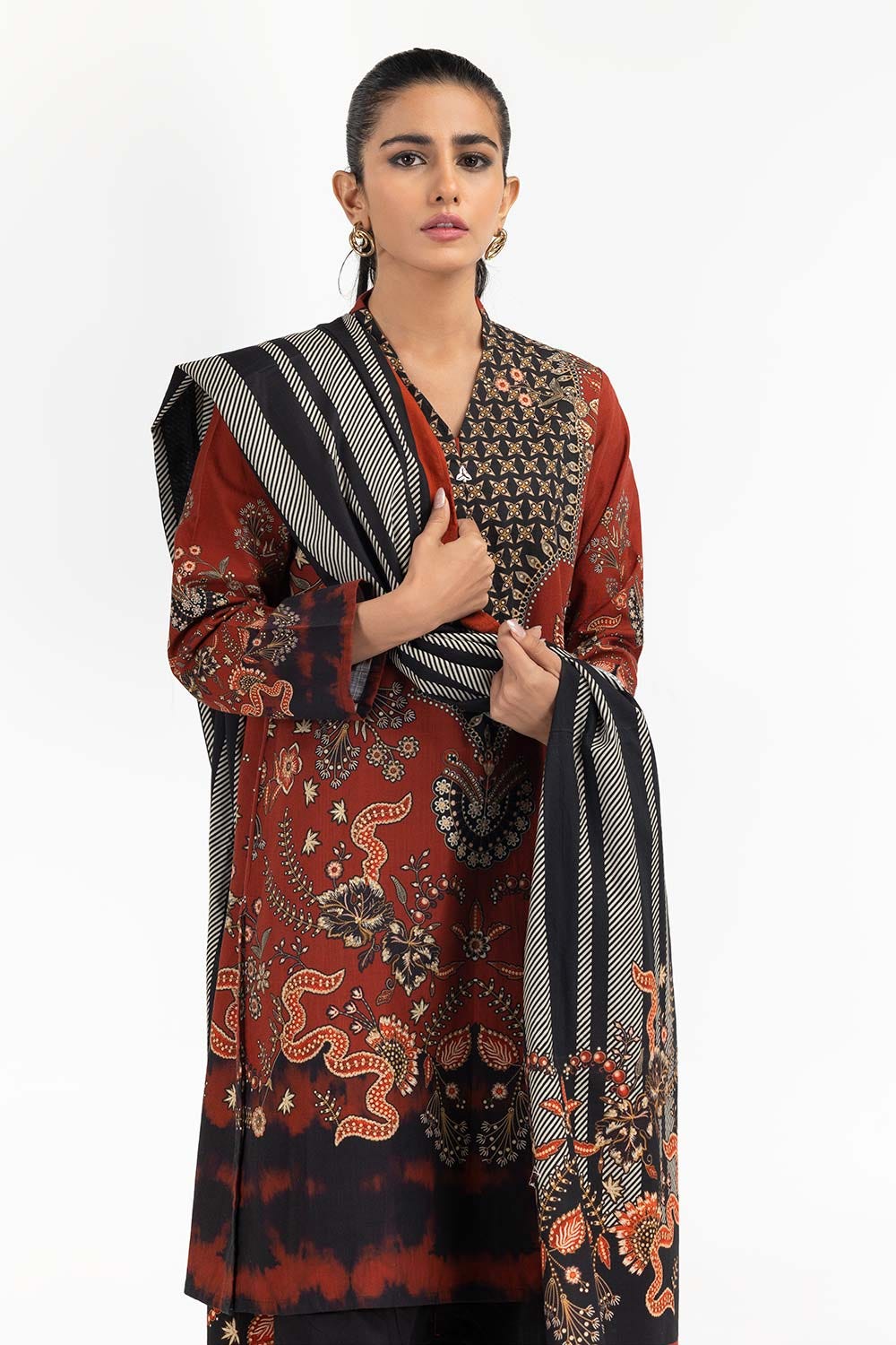 2 Piece Suit Digital Printed Khaddar Shirt Dupatta IPW-22-108