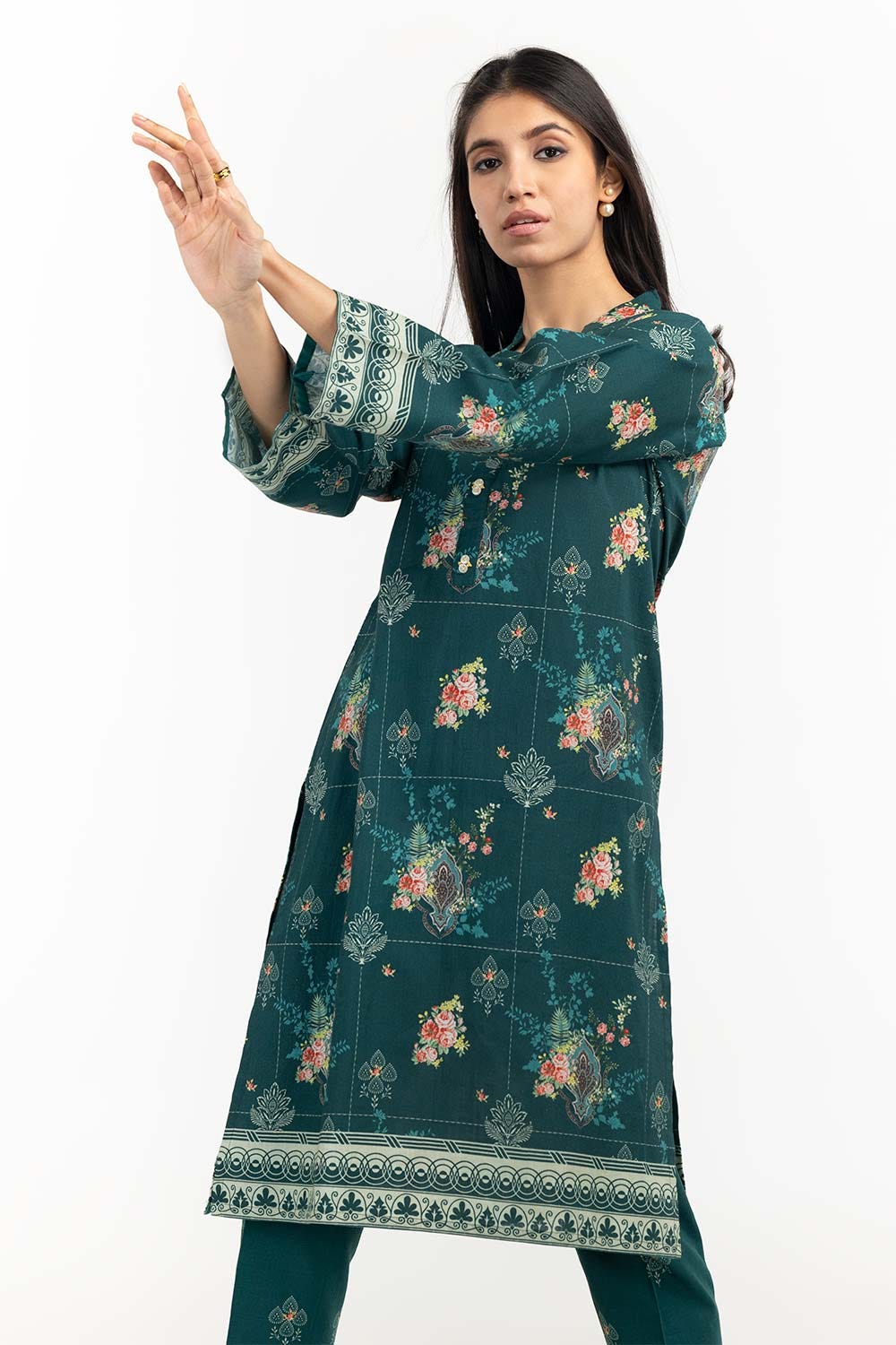 Printed Khaddar Shirt With Trousers