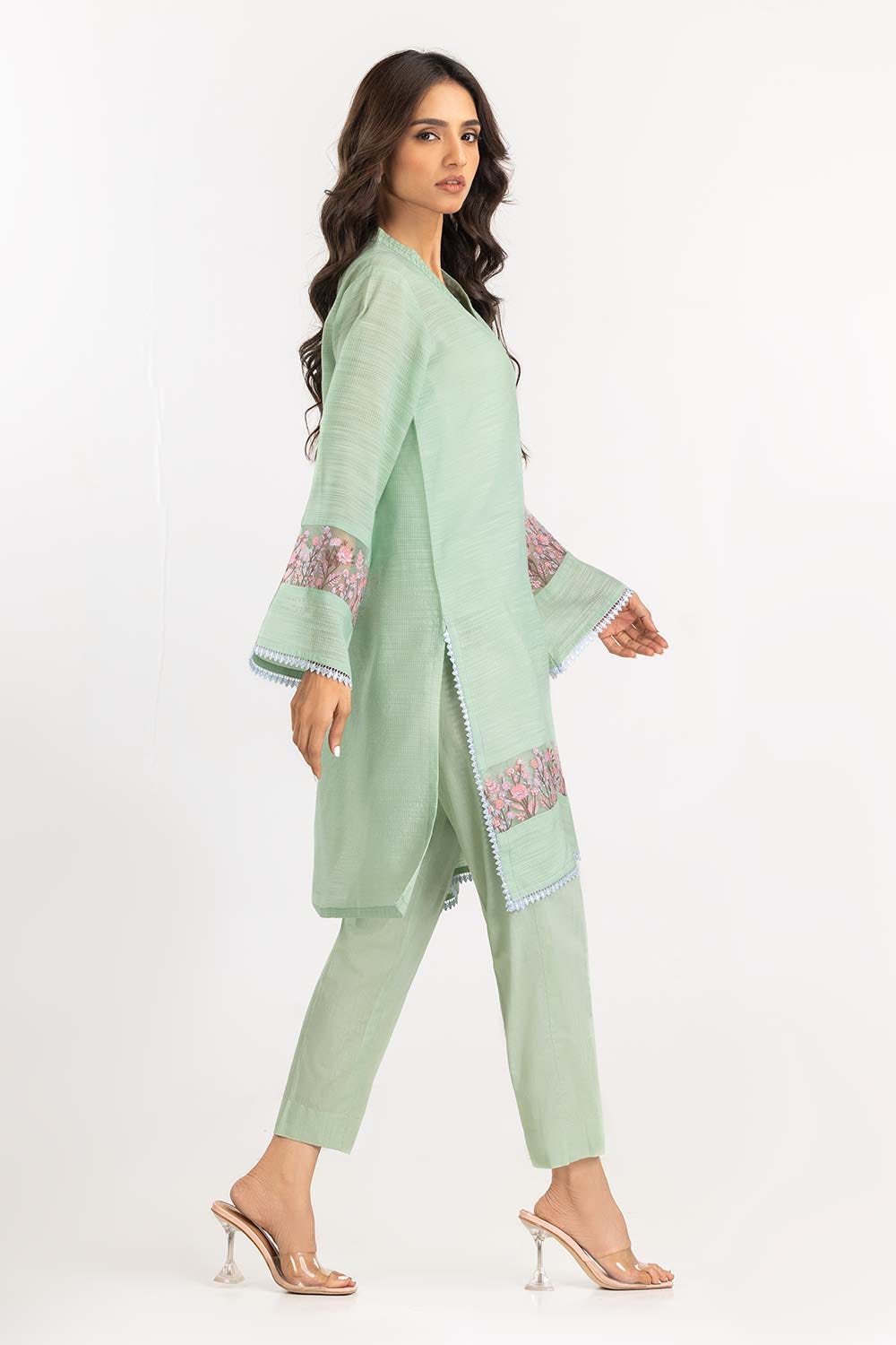 2 Piece Dyed Dobby Embroidered Kurti With Trouser IPW-22-12