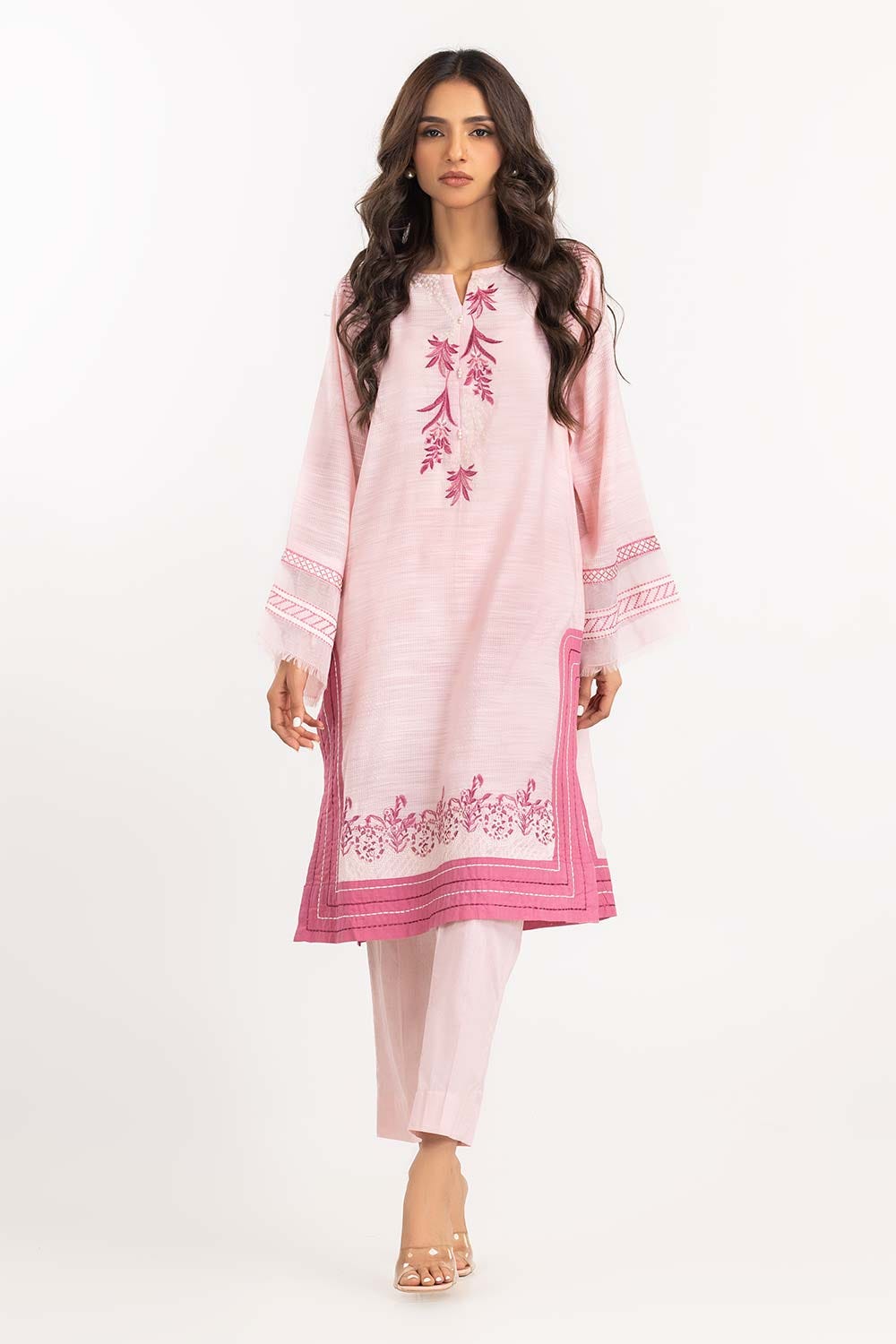 2 Piece Dobby Embroidered Shirt WithTrouser IPW-22-13