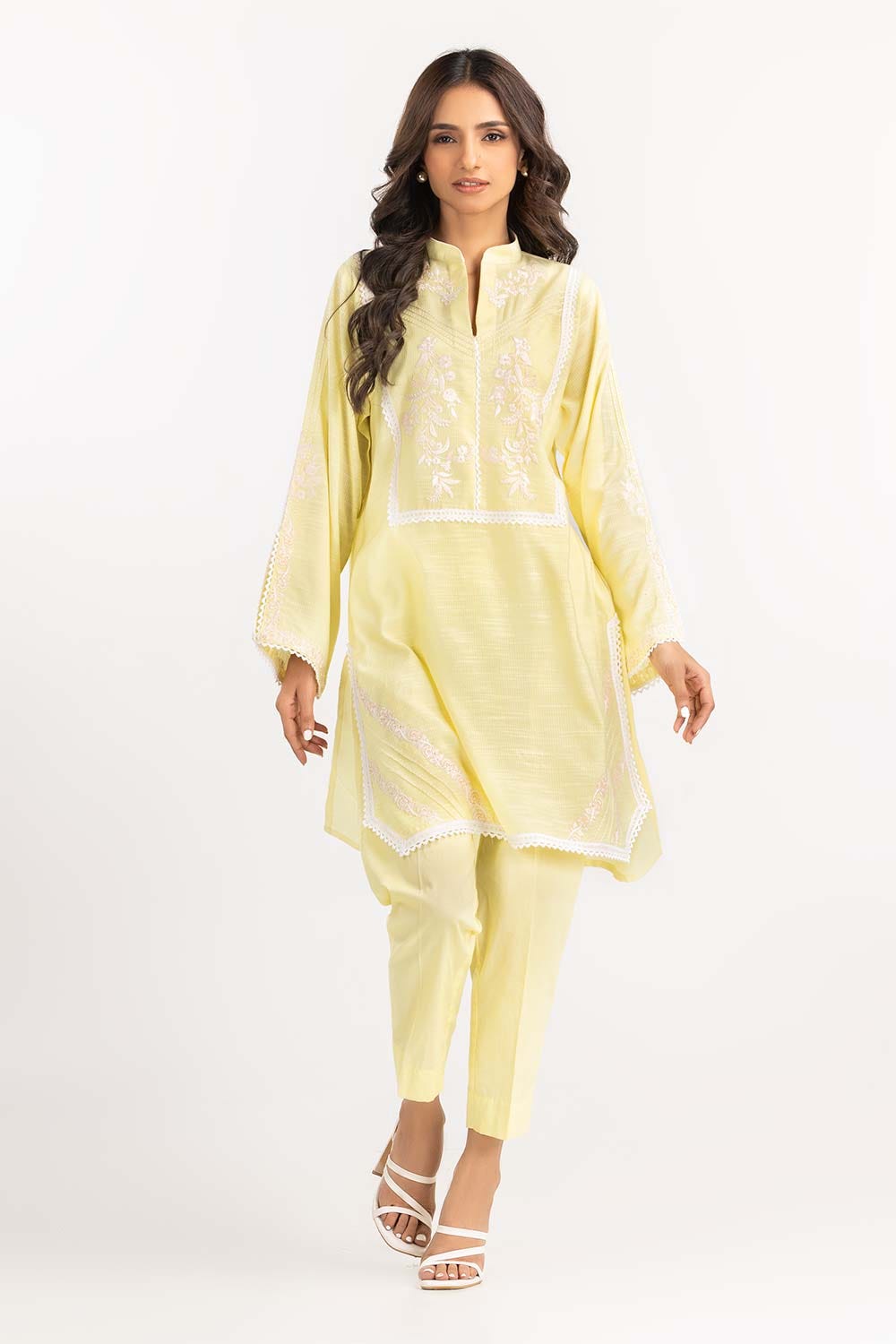 2 Piece Dobby Embroidered Shirt With Trouser