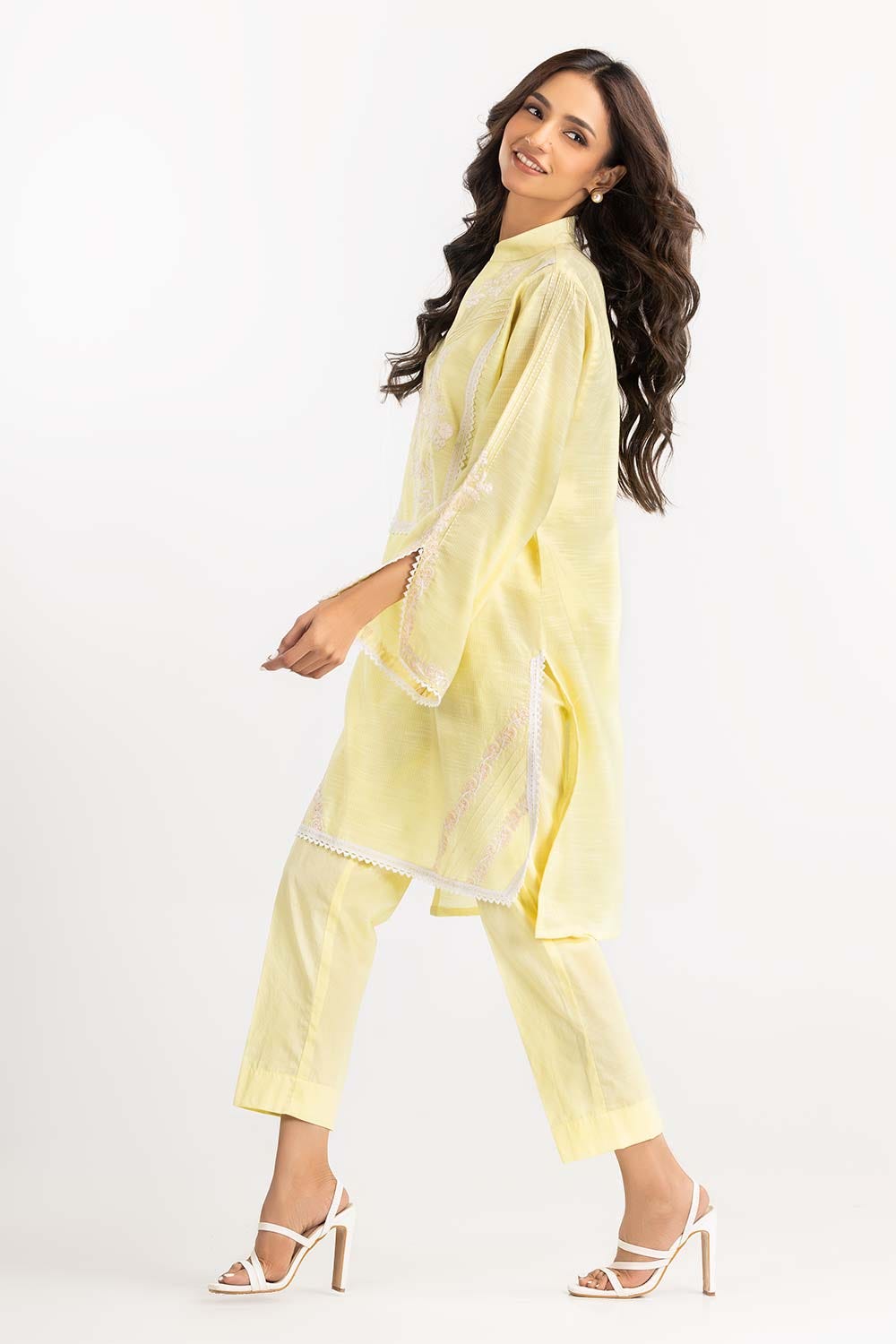 2 Piece Dobby Embroidered Shirt With Trouser