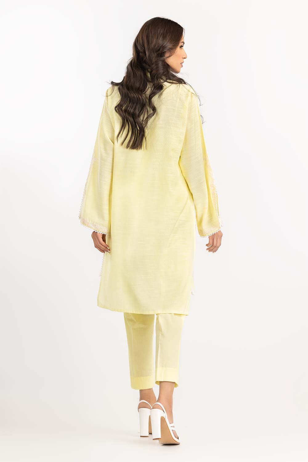 2 Piece Dobby Embroidered Shirt With Trouser