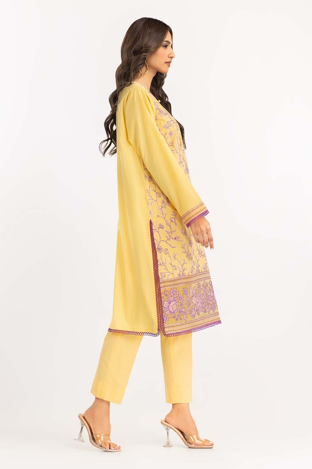 2 Piece Cambric Suit Embroidered Shirt Trousers IPW-22-29