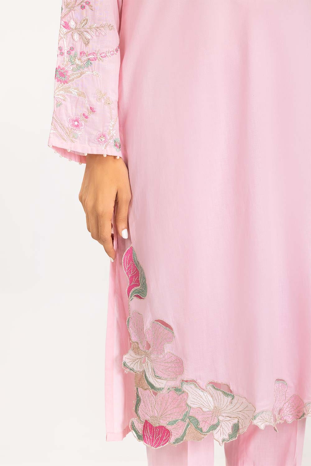 2 Piece Cambric Suit Embroidered Shirt Trousers IPW-22-31