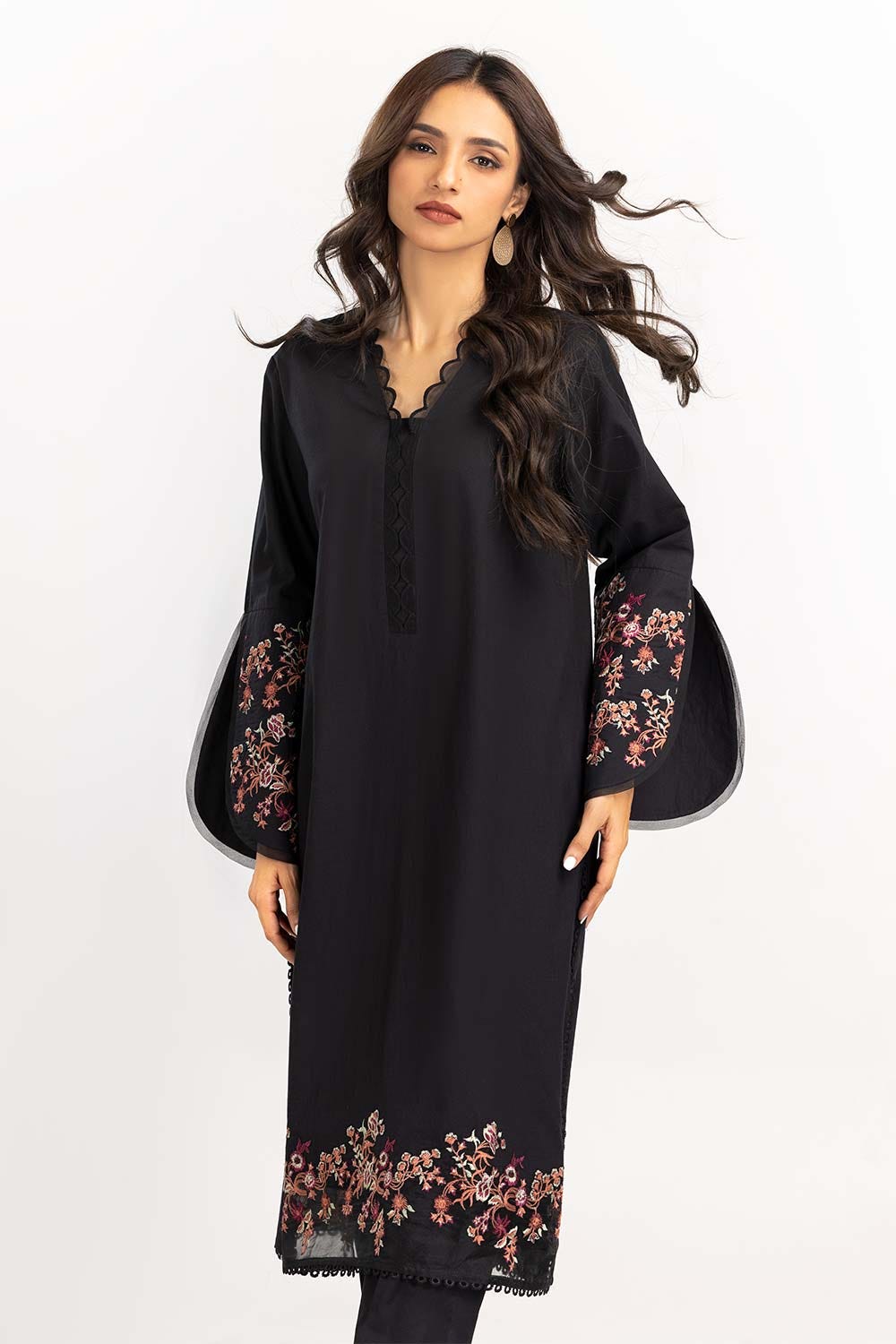 2 Piece Cambric Suit Embroidered Shirt Trousers IPW-22-34