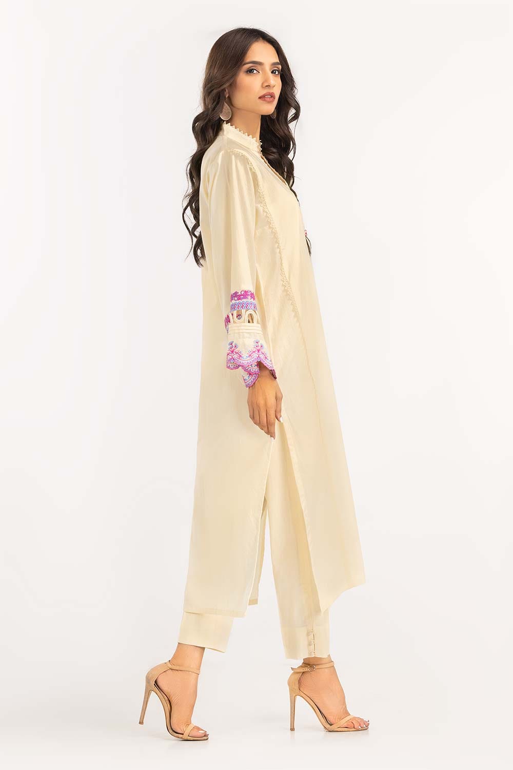 2 Piece Cambric Suit Embroidered Shirt Trousers IPW-22-35