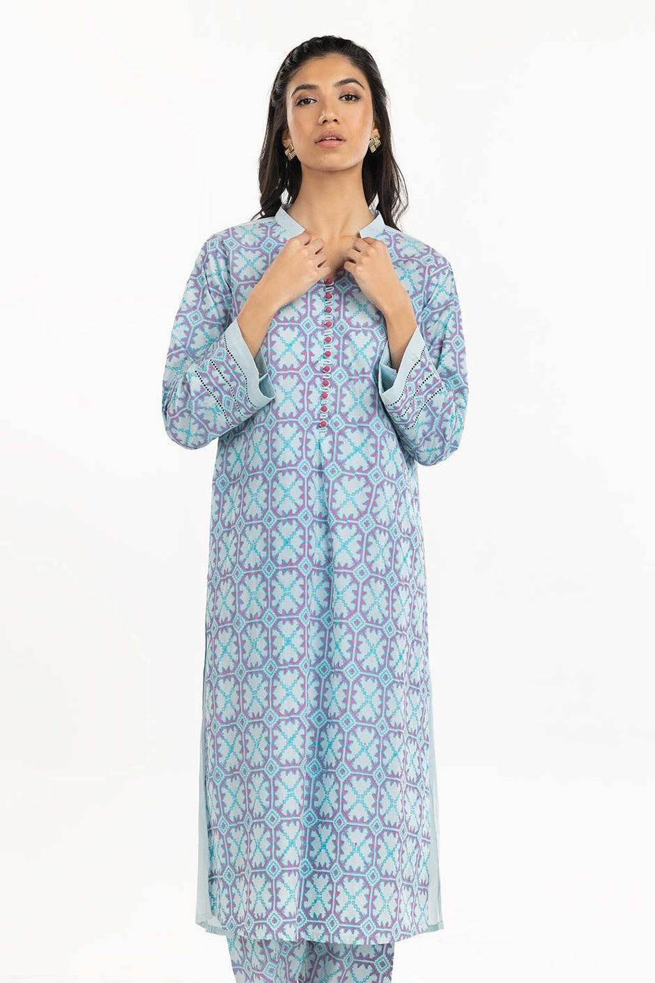 Printed Cambric Shirt With Trousers