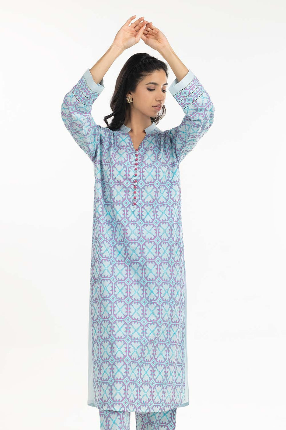 Printed Cambric Shirt With Trousers