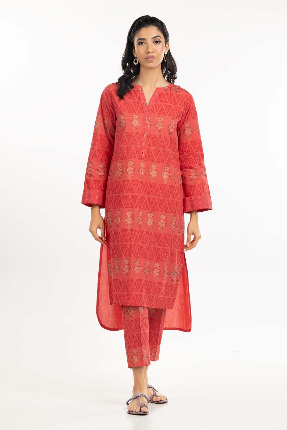 Printed Cambric Shirt With Trousers