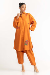 Dyed Corduroy Embroidered Shirt With Trouser IPW-23-49