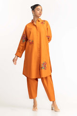Dyed Corduroy Embroidered Shirt With Trouser IPW-23-49
