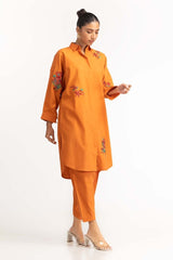 Dyed Corduroy Embroidered Shirt With Trouser IPW-23-49