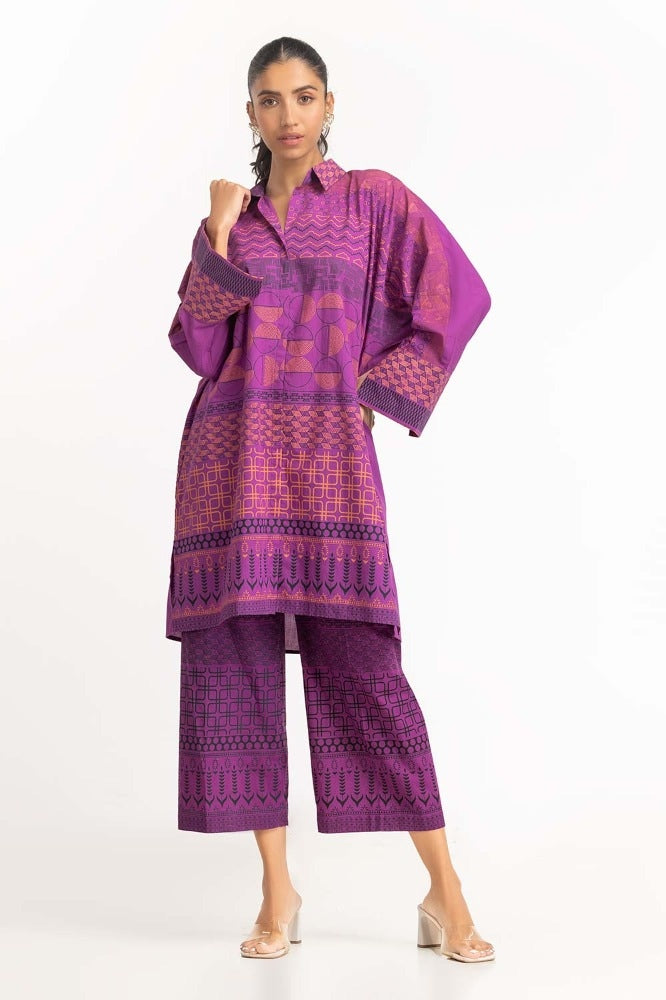 Dyed Cambric Screen Printed Shirt With Trouser IPW-23-53