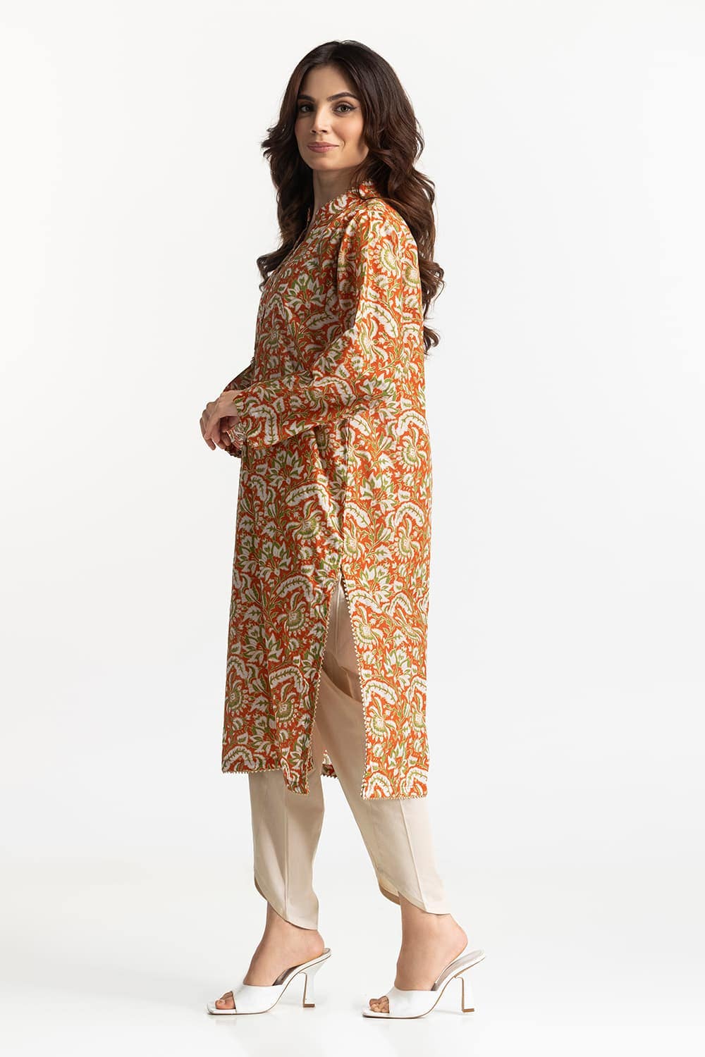 Lawn Gold Printed Shirt IUSTK-261