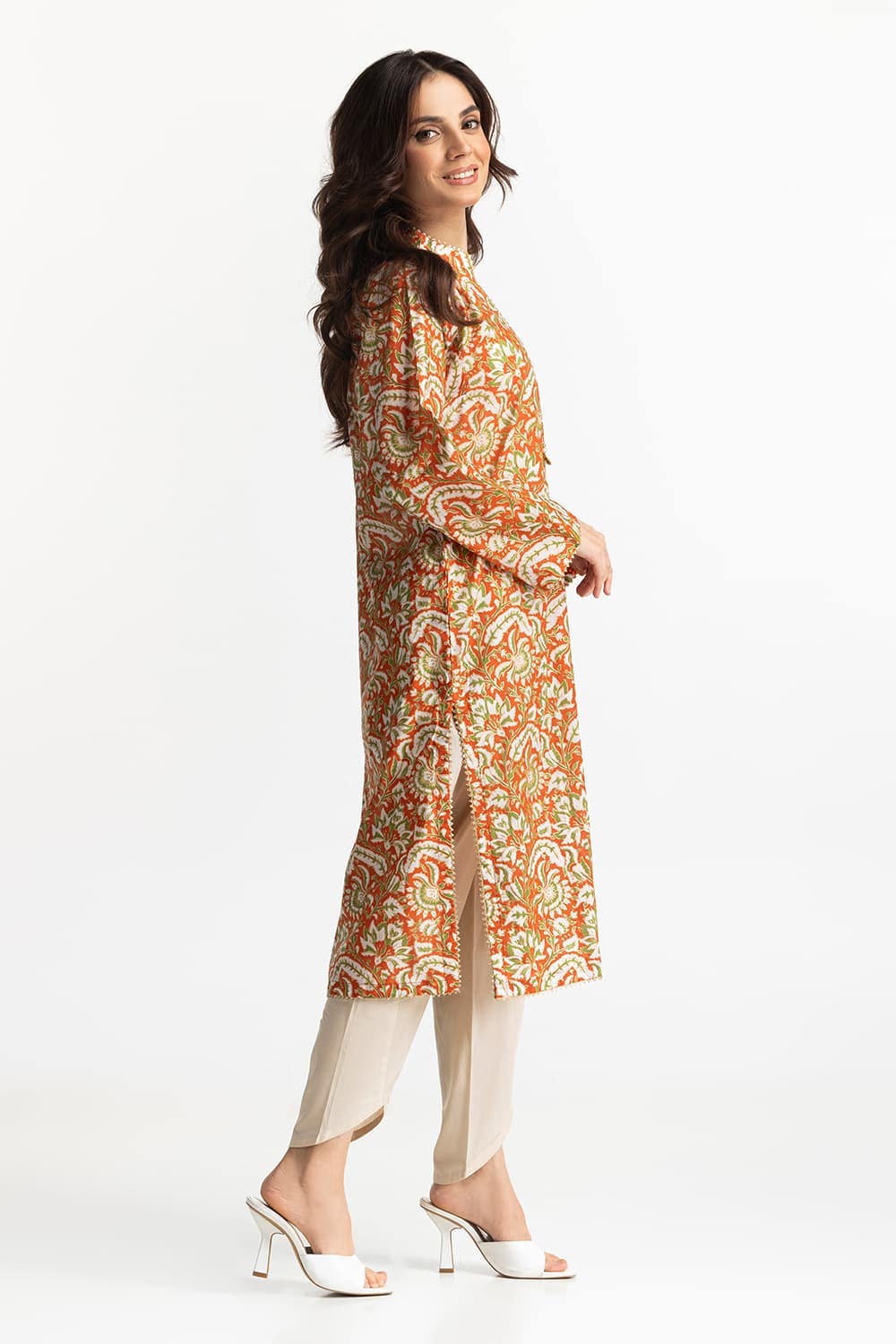 Lawn Gold Printed Shirt IUSTK-261