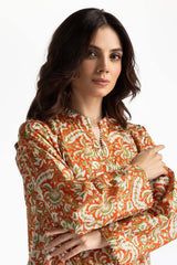 Lawn Gold Printed Shirt IUSTK-261