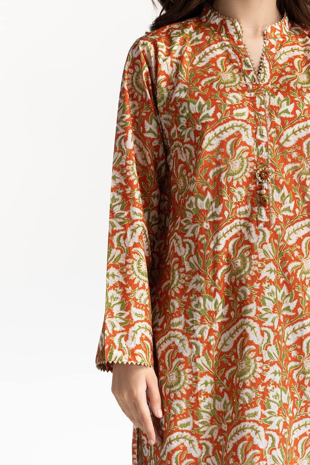 Lawn Gold Printed Shirt IUSTK-261