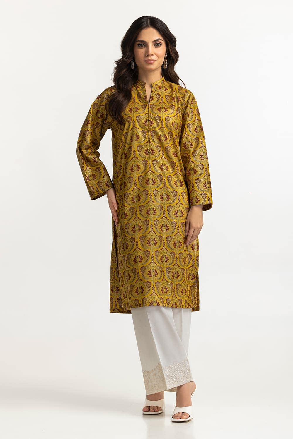 Lawn Gold Printed Shirt IUSTK-280