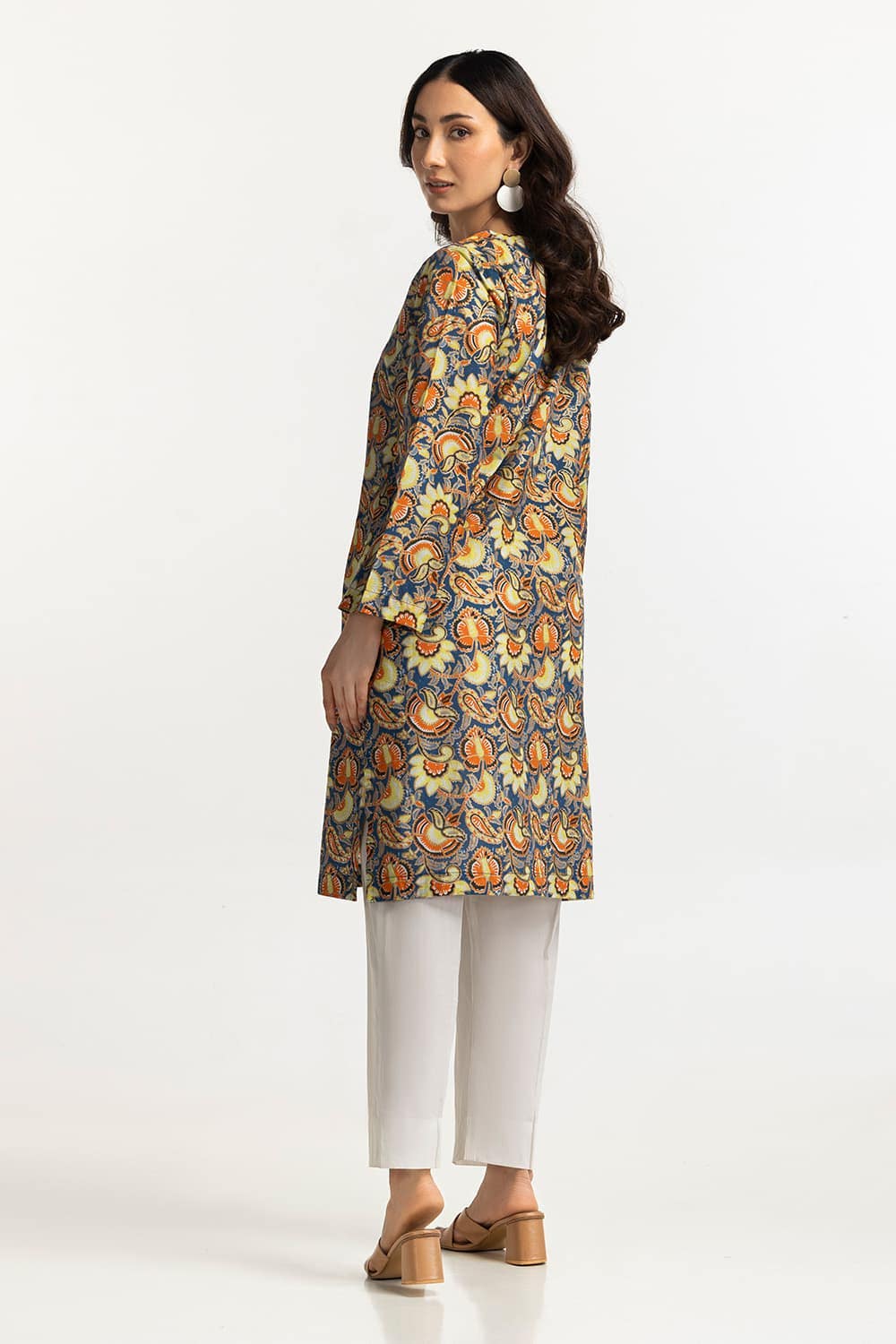 Lawn Gold Printed Shirt IUSTK-283