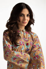 Lawn Gold Printed Shirt IUSTK-284