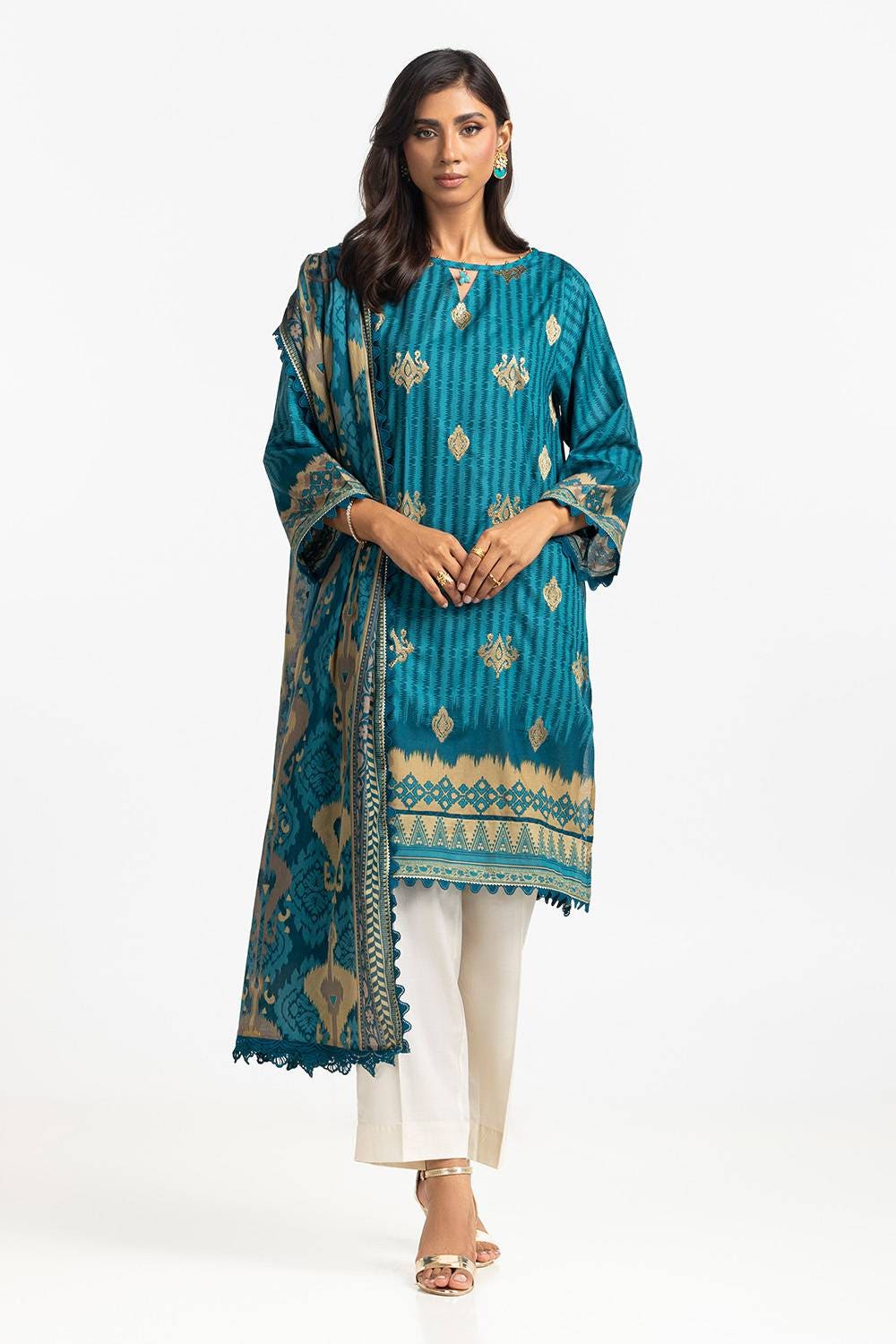 Lawn Printed With Embroidered Shirt With Lawn Dupatta IUSTKD-256