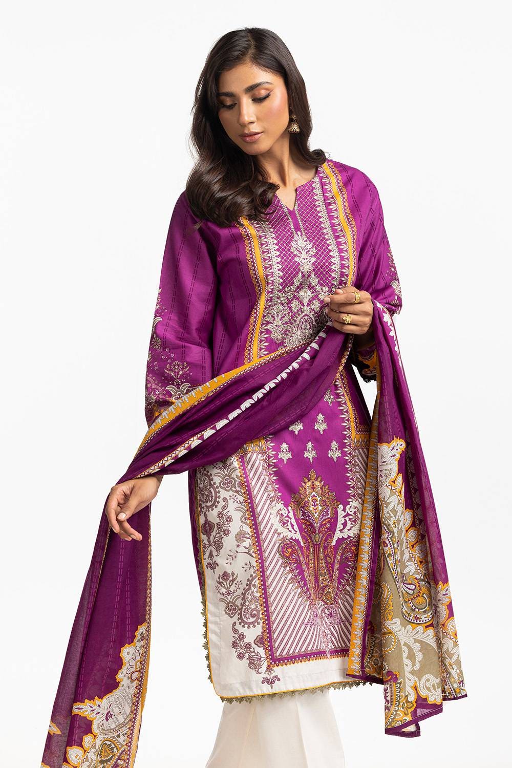 Lawn Printed With Embroidered Shirt With Lawn Dupatta IUSTKD-266