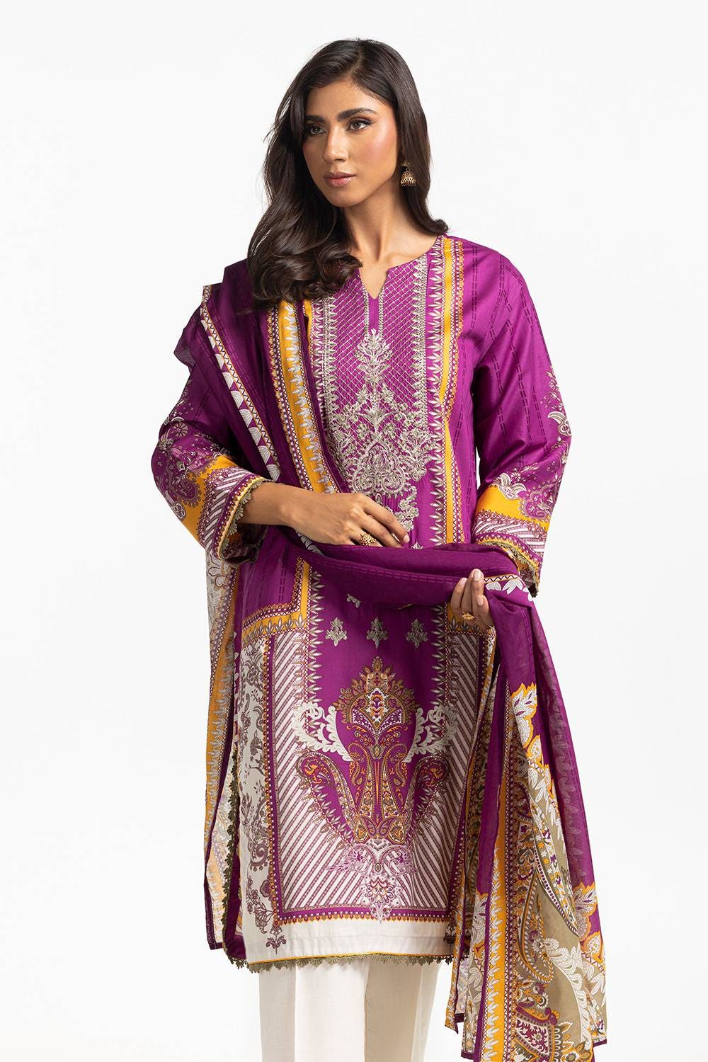 Lawn Printed With Embroidered Shirt With Lawn Dupatta IUSTKD-266
