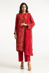 3 Piece Chiffon Embroidered Suit IUSTKSD-173