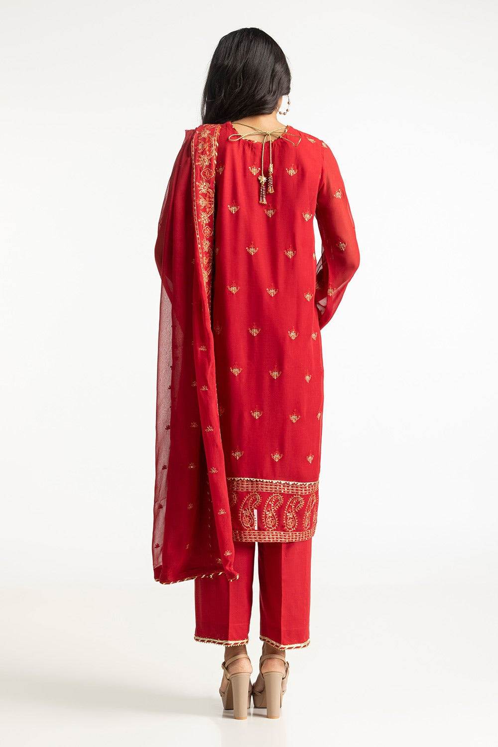 3 Piece Chiffon Embroidered Suit IUSTKSD-173