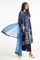 3 Piece Chiffon Embroidered Suit IUSTKSD-197