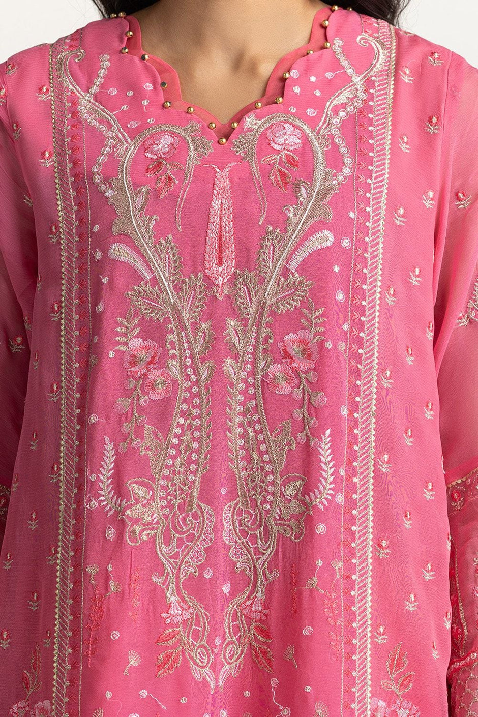 3 Piece Chiffon Embroidered Suit