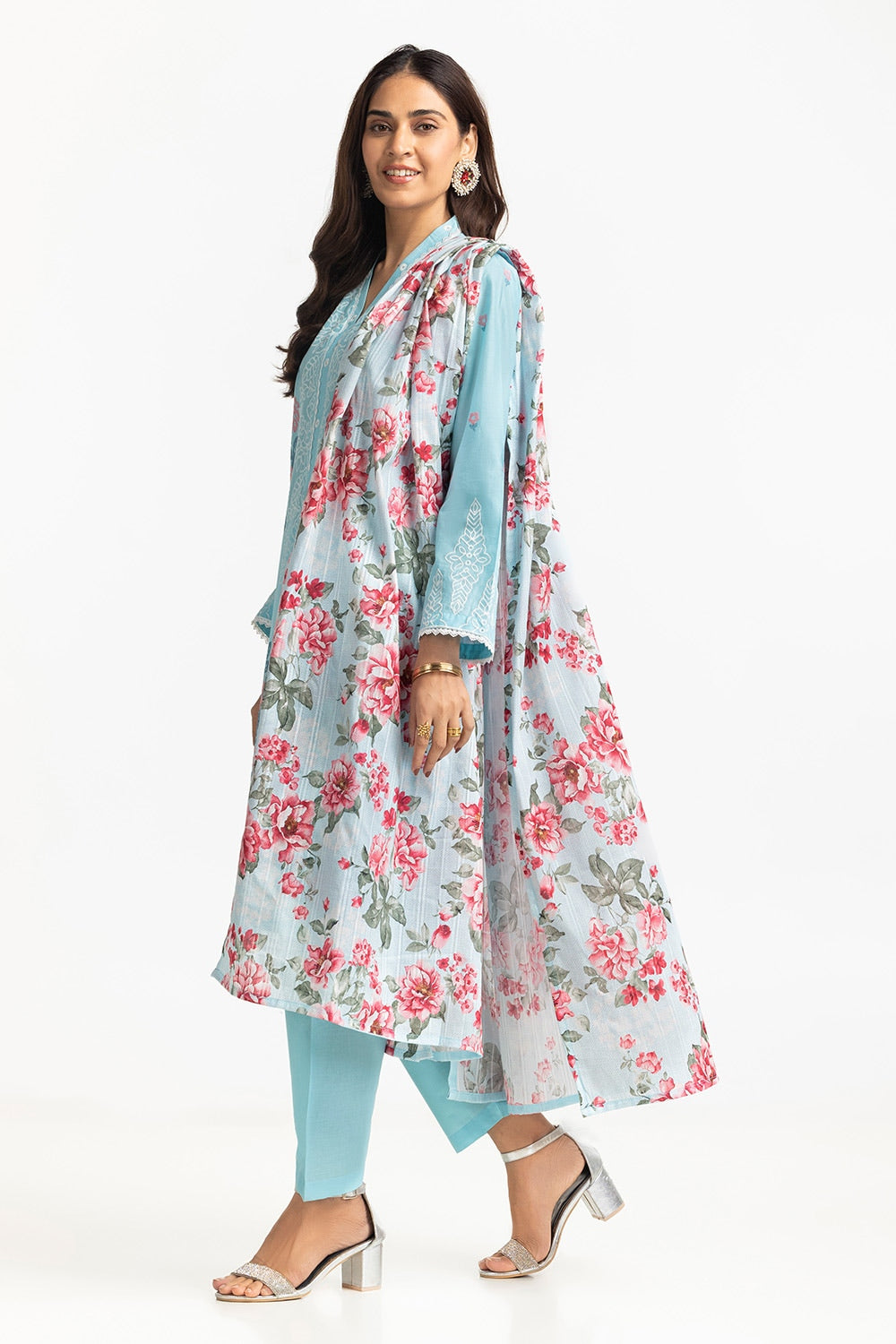 3 Piece Lawn Printed With Embroidered Suit IUSTKSD-210