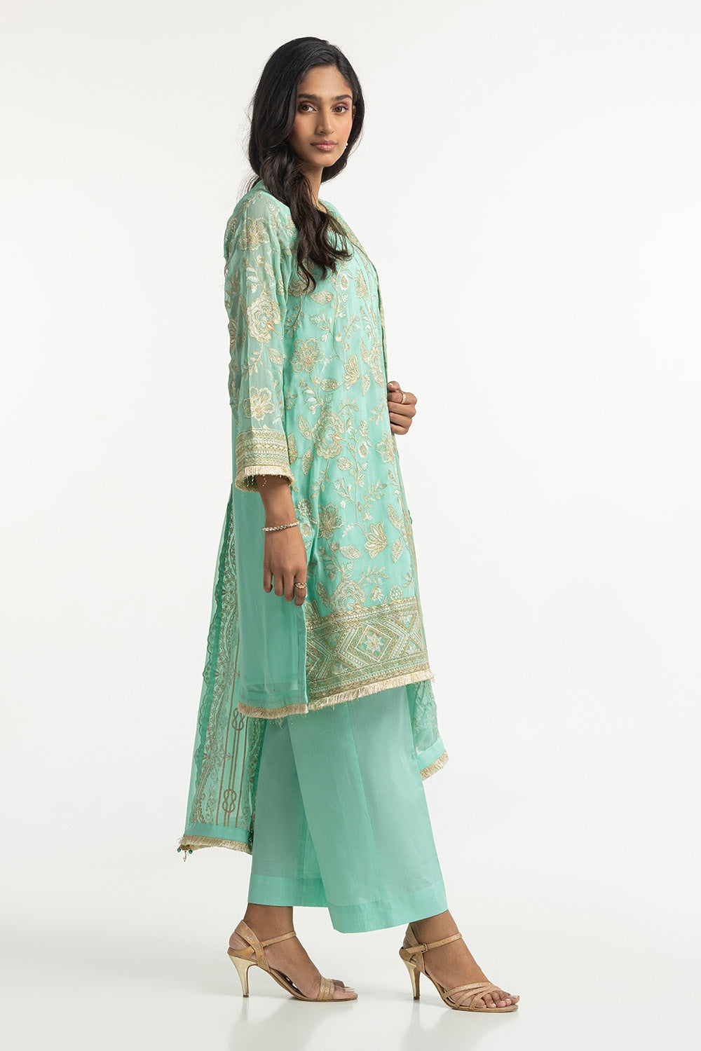 3 Piece Chiffon Embroidered Suit IUSTKSD-228