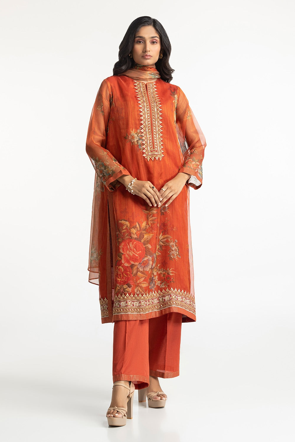 3 Piece Mehsuri Embroidered Suit