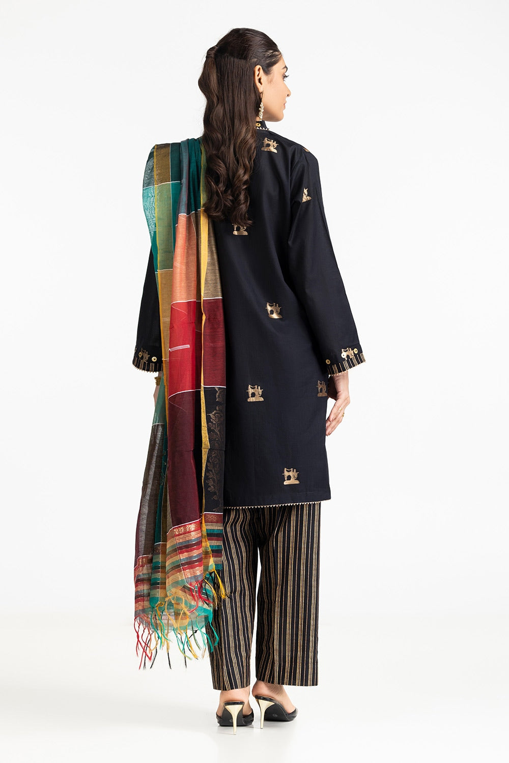 3 Piece Jacquard Lacquer Printed Suit IUSTKSD-245