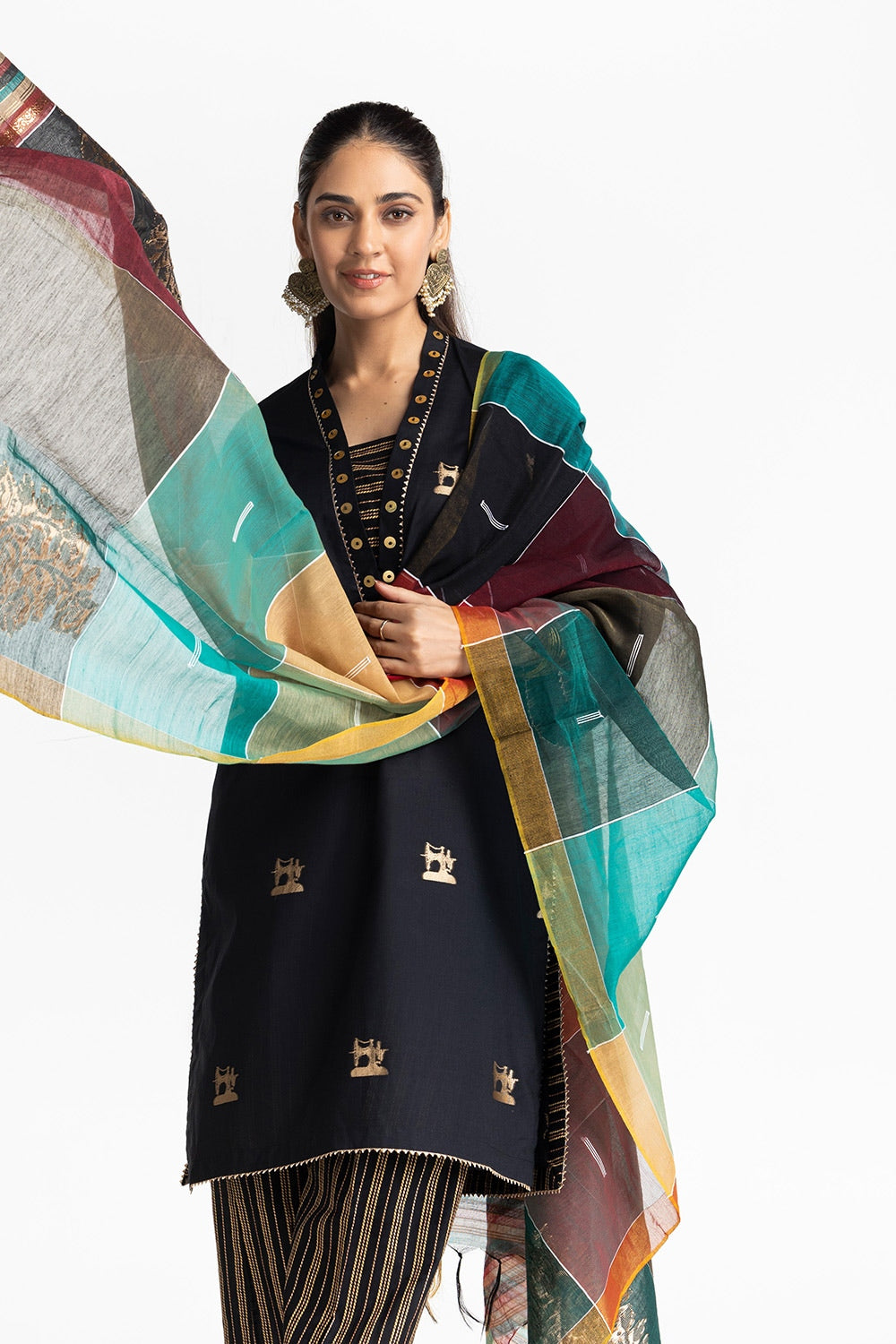 3 Piece Jacquard Lacquer Printed Suit IUSTKSD-245