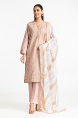 3 Piece Lawn Gold And Lacquer Printed Suit IUSTKSD-268