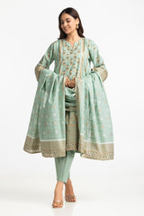 3 Piece Lawn Gold And Lacquer Printed Suit IUSTKSD-269