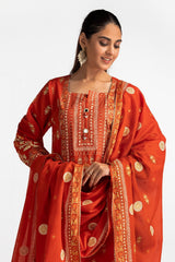 3 Piece Lawn Gold And Lacquer Printed Suit IUSTKSD-272