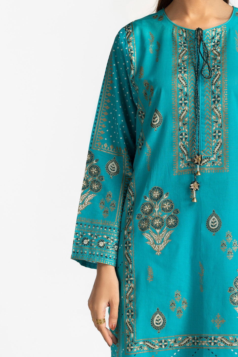 3 Piece Lawn Gold And Lacquer Printed Suit IUSTKSD-273