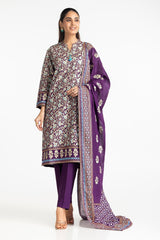 3 Piece Lawn Gold And Lacquer Printed Suit IUSTKSD-288