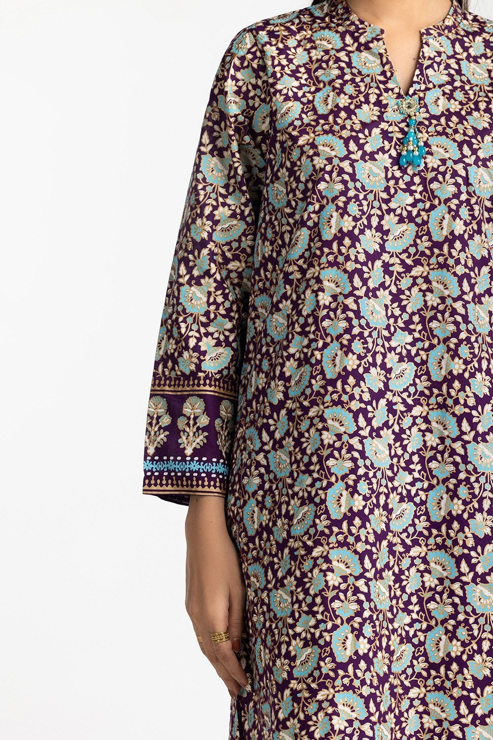 3 Piece Lawn Gold And Lacquer Printed Suit IUSTKSD-288