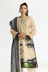 3 Piece Khaddar Printed With Embroidered Suit IUSTKSD-317