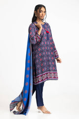 3 Piece Linen Printed Suit IUSTKSD-320