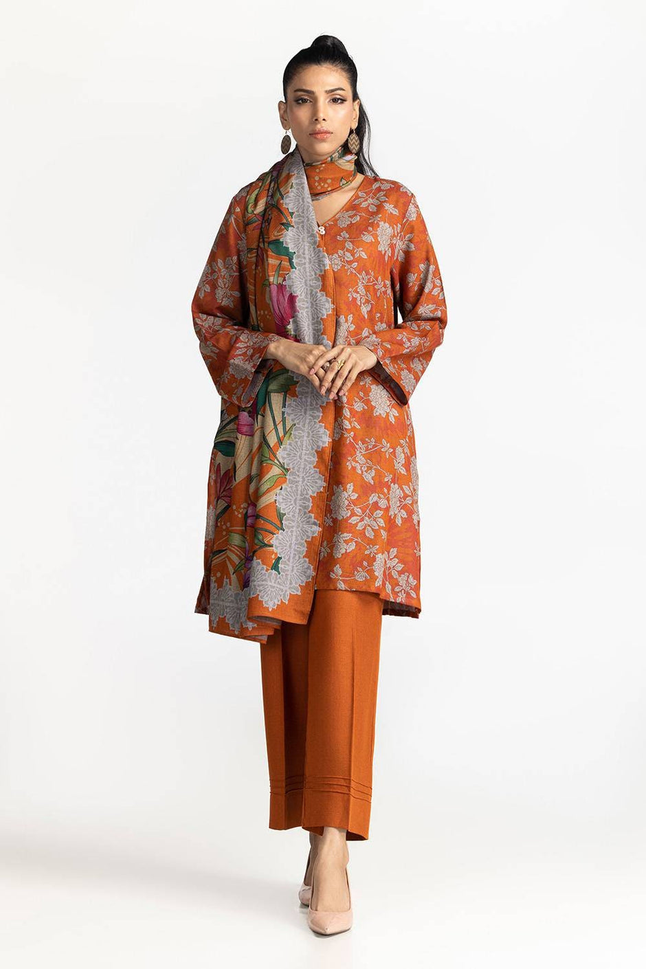 3 Piece Dhanak Printed Suit