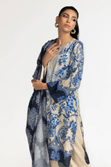 3 Piece Printed Linen Suit IUSTKSD-329